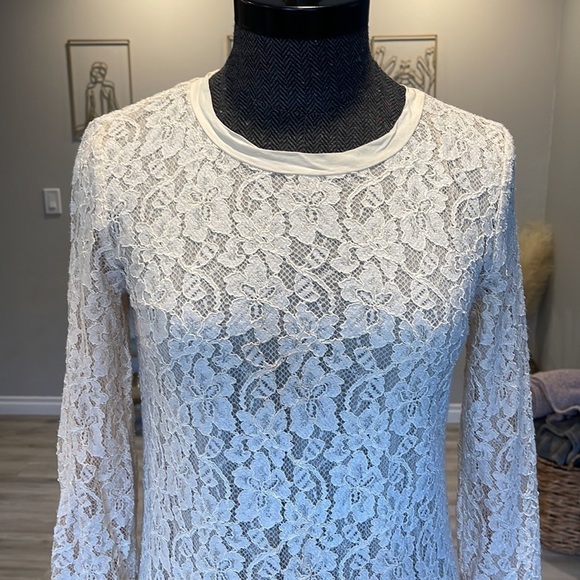 Wilfred White Long Sleeve Lace Mini Dress Size XSmall - Picture 3 of 8